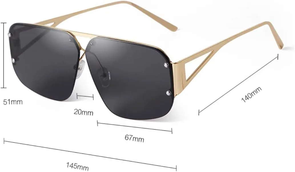 

Крупные металлические солнцезащитные очки для женщин и мужчин, без оправы, солнцезащитные очки для мужчин и женщин с защитой от УФ-излучения UV400 SZVVBKK, 3