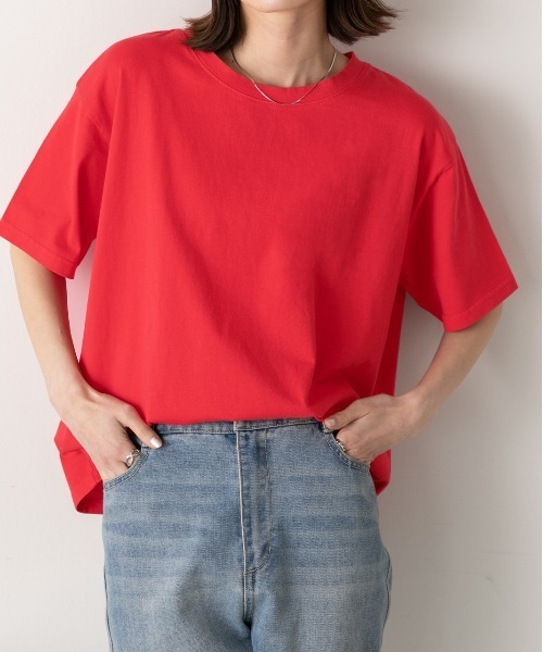 

Футболка с пигментной отделкой, винтажный стиль Ad thie, красный