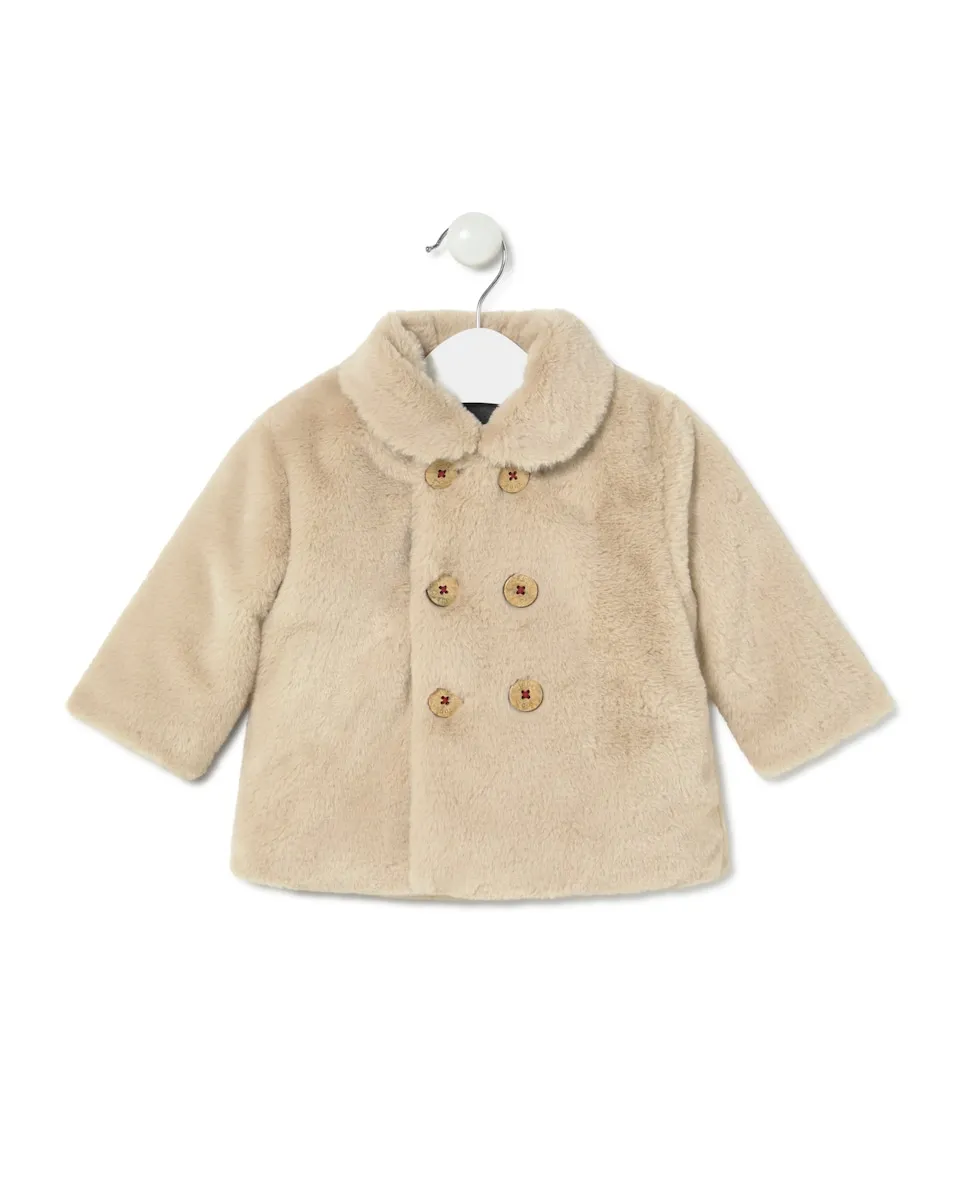 

Детское пальто из короткого меха с вышитым логотипом TOUS Tous, бежевый