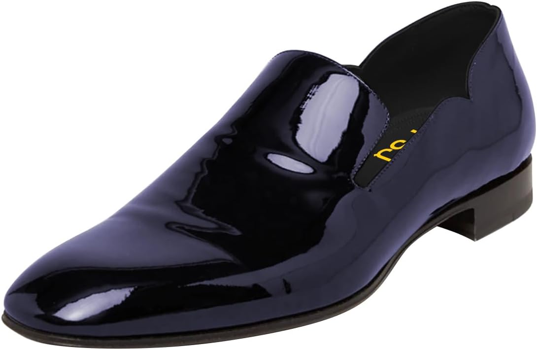 

Мужские лоферы FSJ из блестящей лакированной кожи, без шнуровки, с закрытым носком, боковыми V-образными вырезами, удобные, для бизнеса, вечеринки, официальных мероприятий, стильные туфли-слипоны, размеры 4-16 US, синий