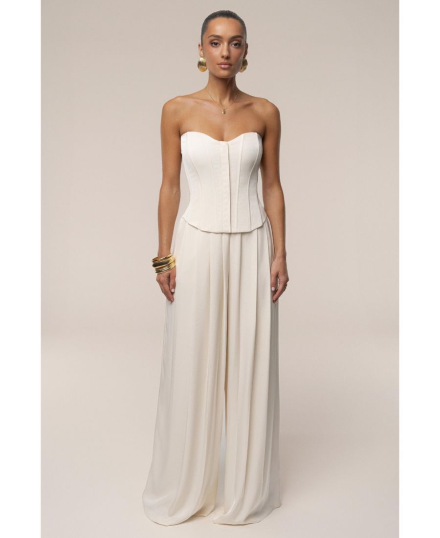 

Женские широкие брюки Clara со складками JLUXLABEL, Cream