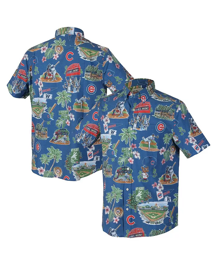 

Мужская трикотажная рубашка на пуговицах Royal Chicago Cubs Scenic с комбинированной тканью Reyn Spooner
