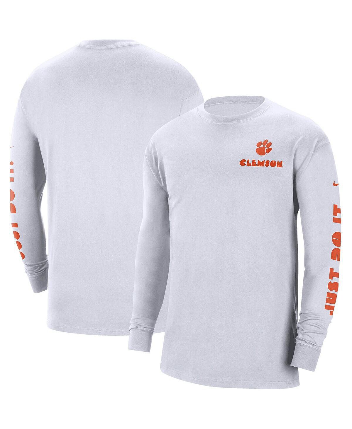 

Мужская белая футболка с длинным рукавом Clemson Tigers Heritage Max 90 Nike, Белый, Мужская белая футболка с длинным рукавом Clemson Tigers Heritage Max 90 Nike