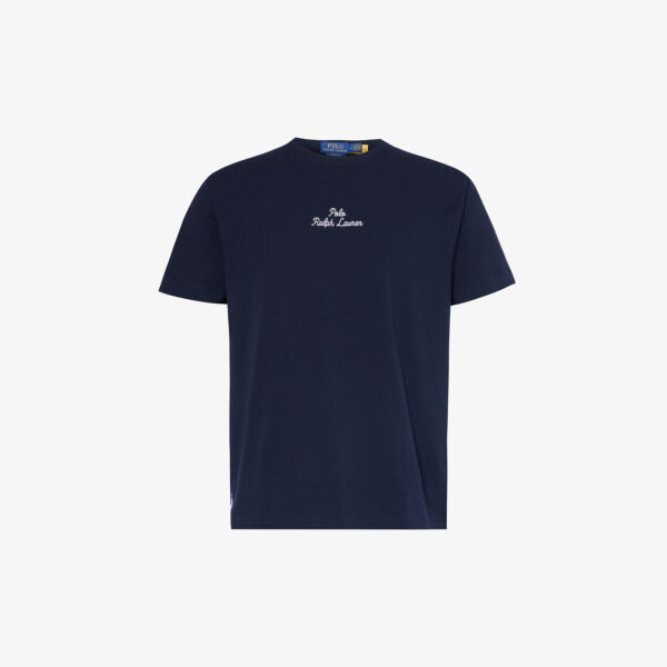 

Футболка из хлопкового джерси с текстовым принтом и логотипом Polo Ralph Lauren, синий