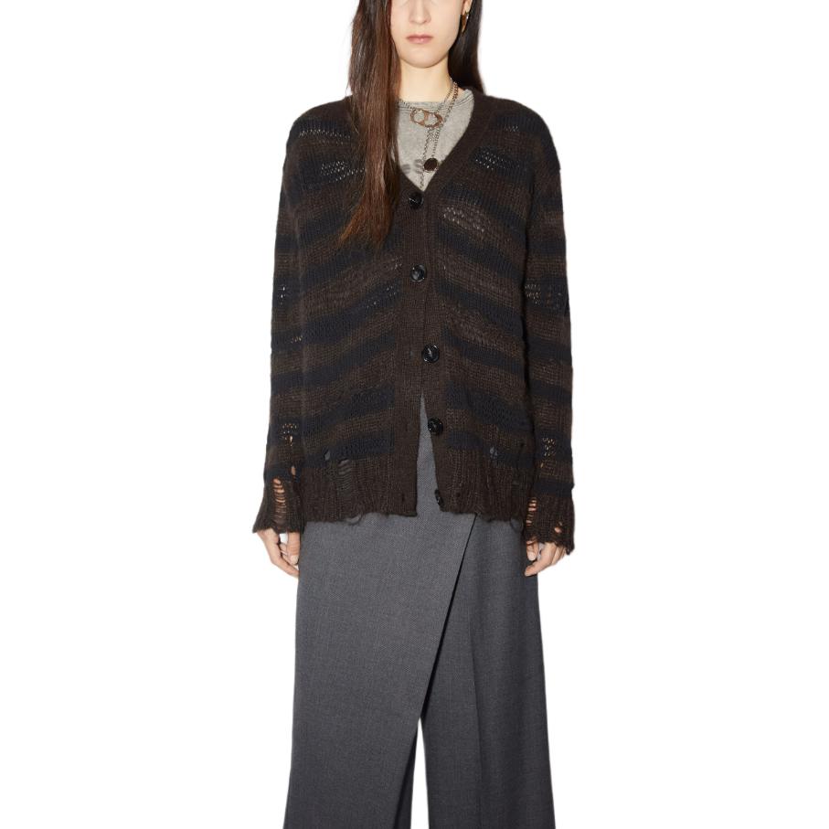

Футболка с эффектом поношенности в полоску, антрацитово-серый Acne Studios, коричневый