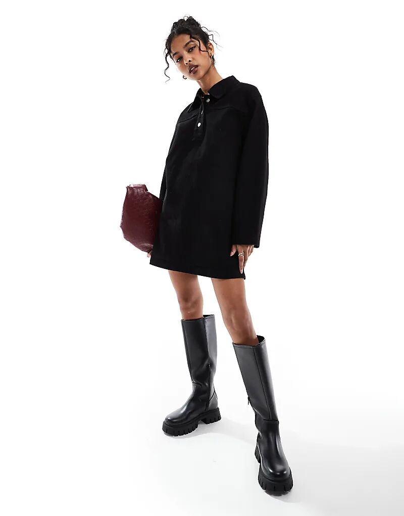 

Джинсовая рубашка платье черного цвета ASOS DESIGN
