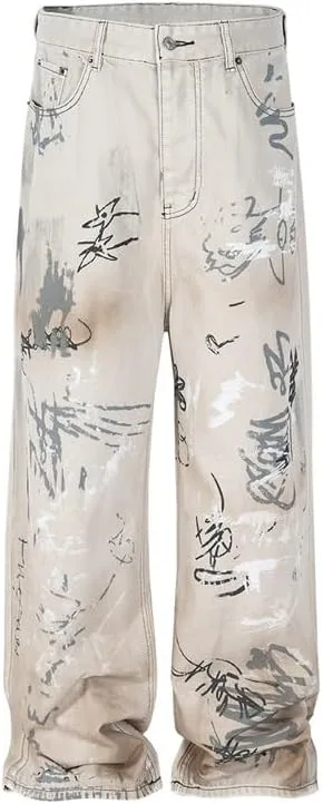 

Длинные брюки, Unisex белые прямые постиранные джинсы SIDUFHAOPKLL