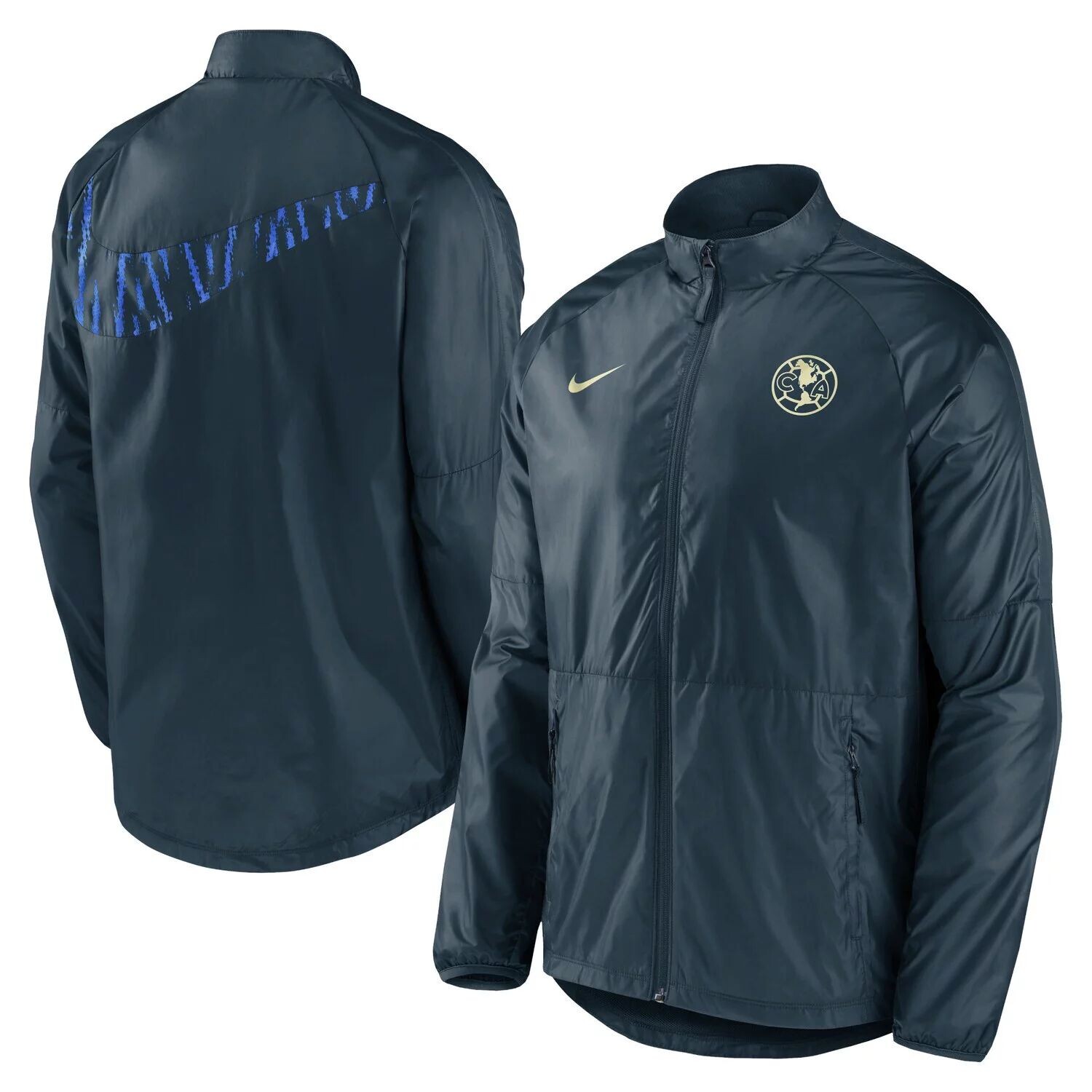 

Мужская темно-синяя куртка с молнией во всю длину Club America Academy AWF Nike, Синий, Мужская темно-синяя куртка с молнией во всю длину Club America Academy AWF Nike