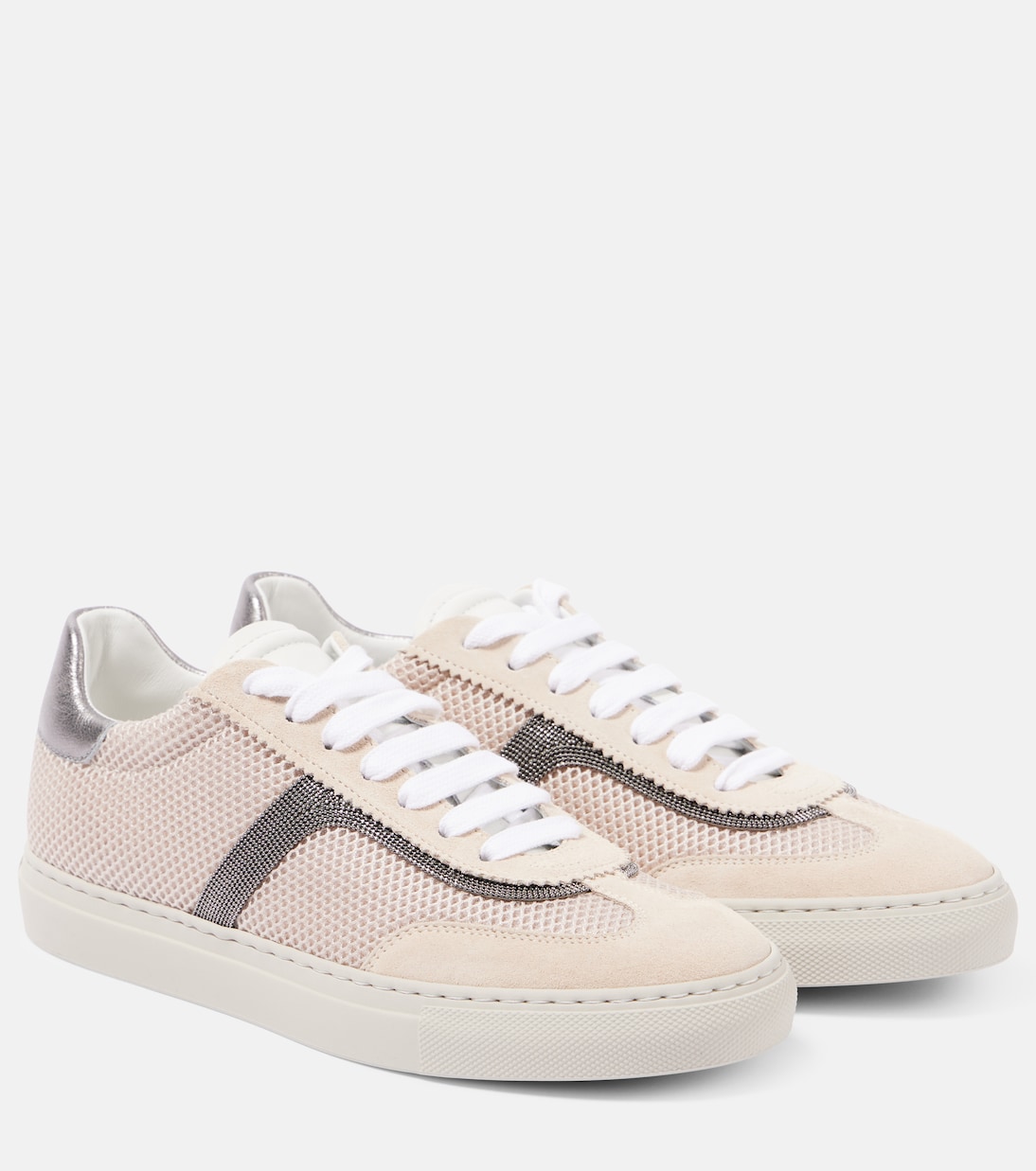 Кроссовки Monili из замши и сетки Brunello Cucinelli, Oat