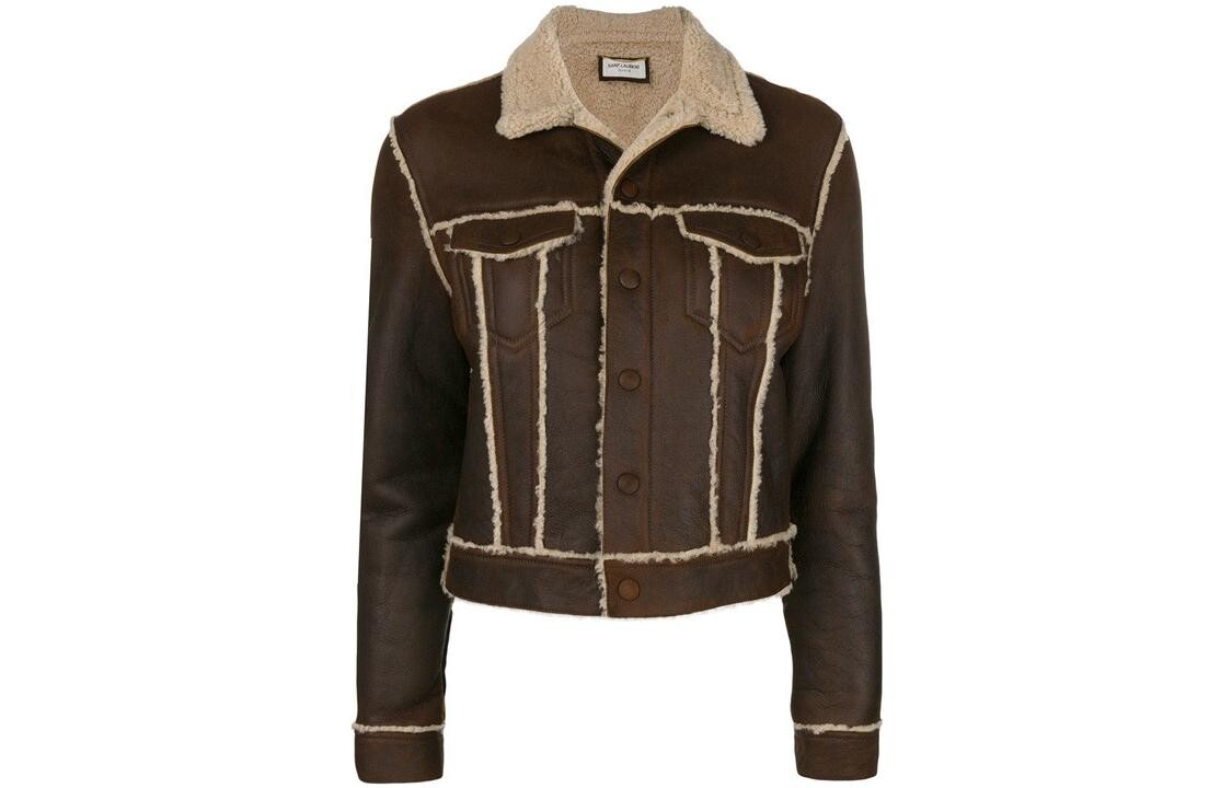 

Женская кожаная куртка Saint Laurent, коричневый