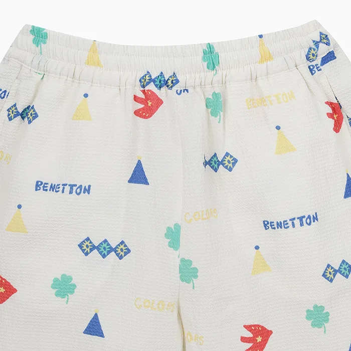 Детские шорты с мульти-узором айвори от Benetton Kids — фото 3
