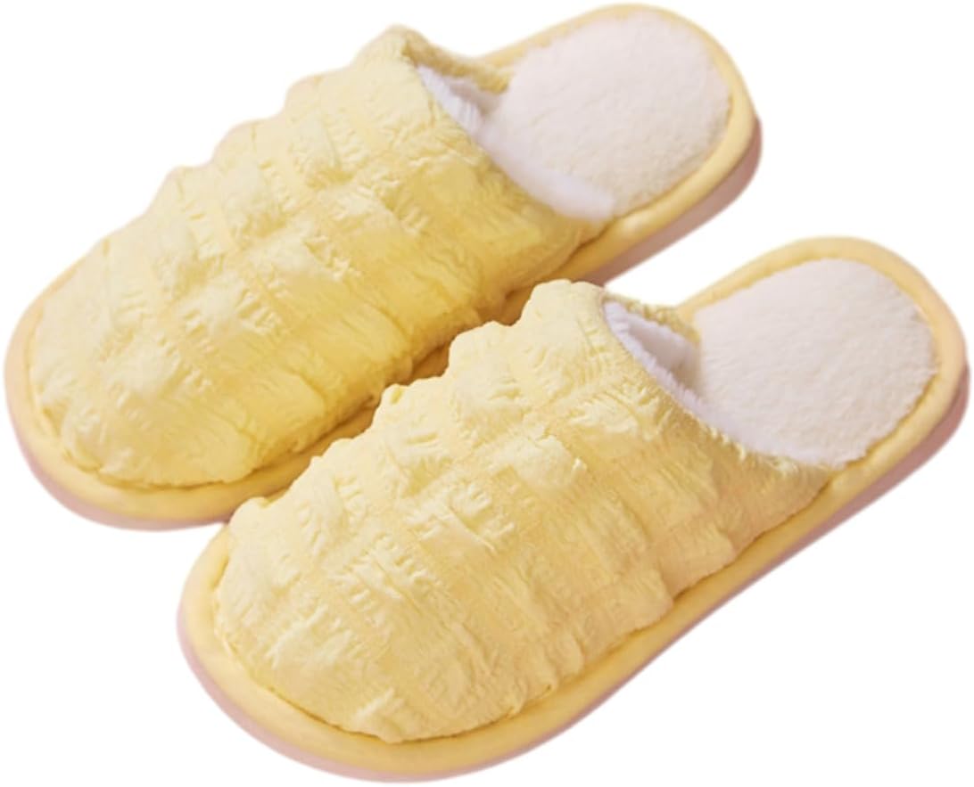 

Мягкие пушистые тапочки, зимние домашние и тапочки для женщин и мужчин, теплые уютные плюшевые нескользящие удобные домашние тапочки Sxlingdo, желтый