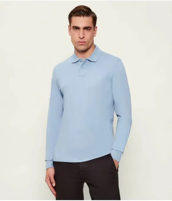 Поло Прохожий slim fit Boss Orange, небесно-голубой