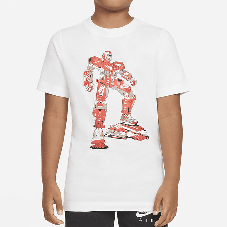 Футболка (GS) Nike Pattern Printing Sports Round Neck Pullover Short Sleeve Boy White T-Shirt — фото 3