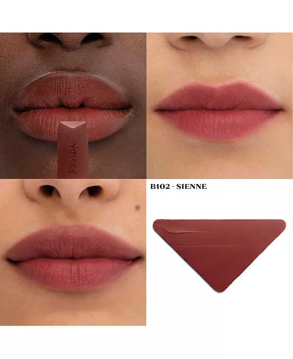 Однотонная мягкая матовая помада со сменной заправкой Prada Beauty, b102 - sienne — фото 2