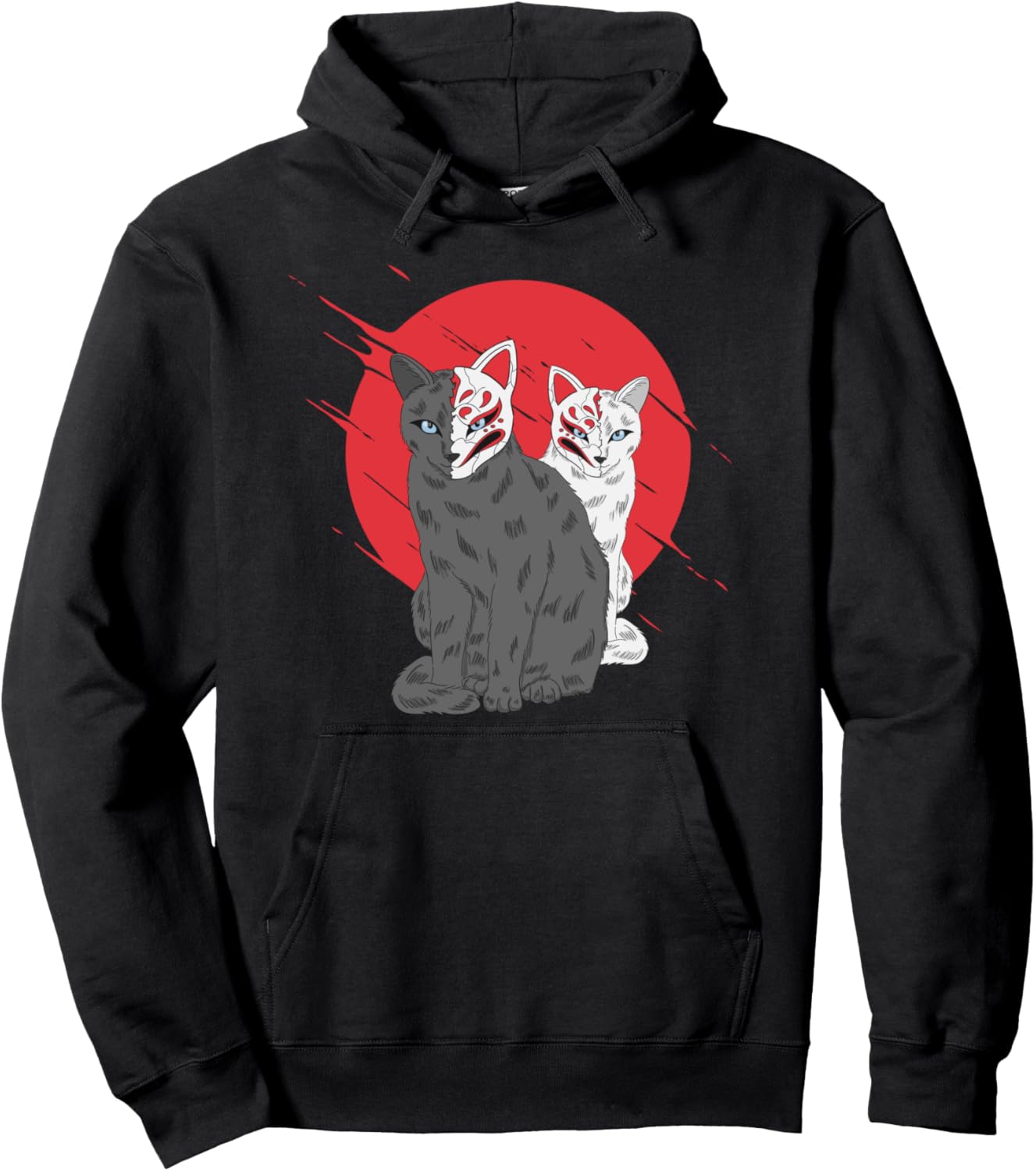 

Японская аниме-маска Лиса Кот Самурай Демон Монстр Худи Fox Aesthetic Vintage Bushido Retro Gift, черный