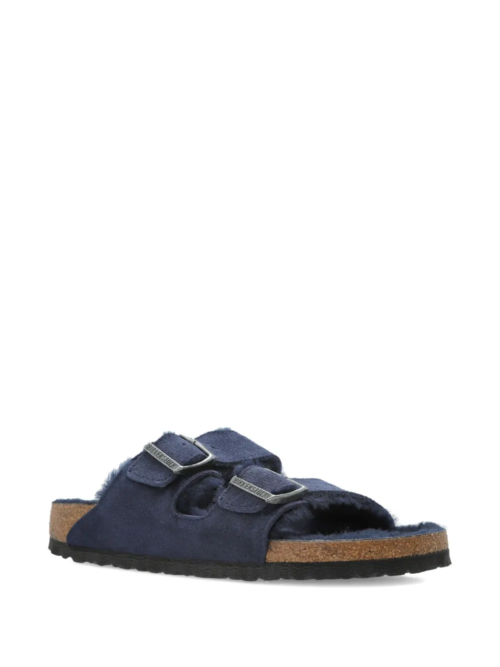 Босоножки на плоской подошве с пряжками и отделкой из овчины Birkenstock, синий — фото 2