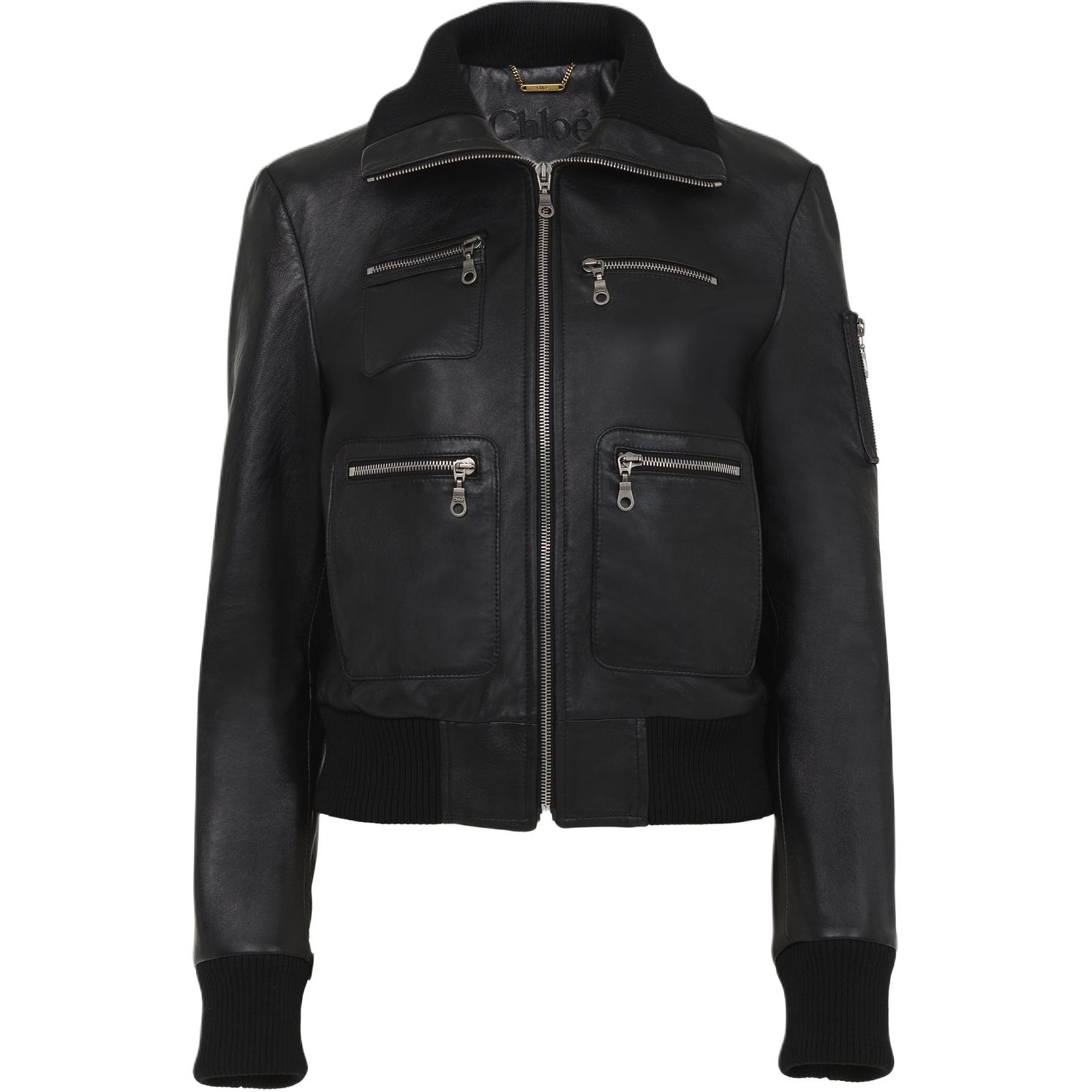 

Chloé Короткая кожаная куртка на молнии, Black
