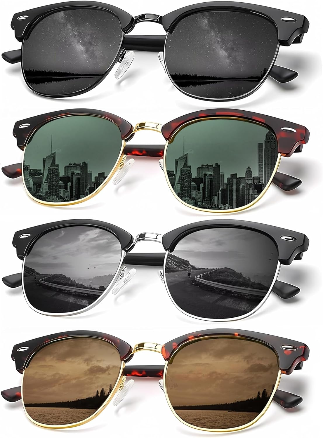 

Солнцезащитные очки KALIYADI для мужчин, поляризованные, унисекс, полуободковая оправа, ретро-стиль, для вождения, с защитой от УФ-излучения, E01-black/Tortoise G15/Black/Tortoise Brown