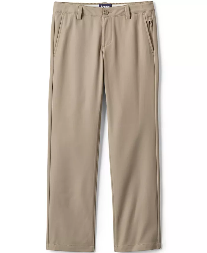 Брюки Active Performance Chino для девочек старшего возраста Lands' End, коричневый/бежевый — фото 3