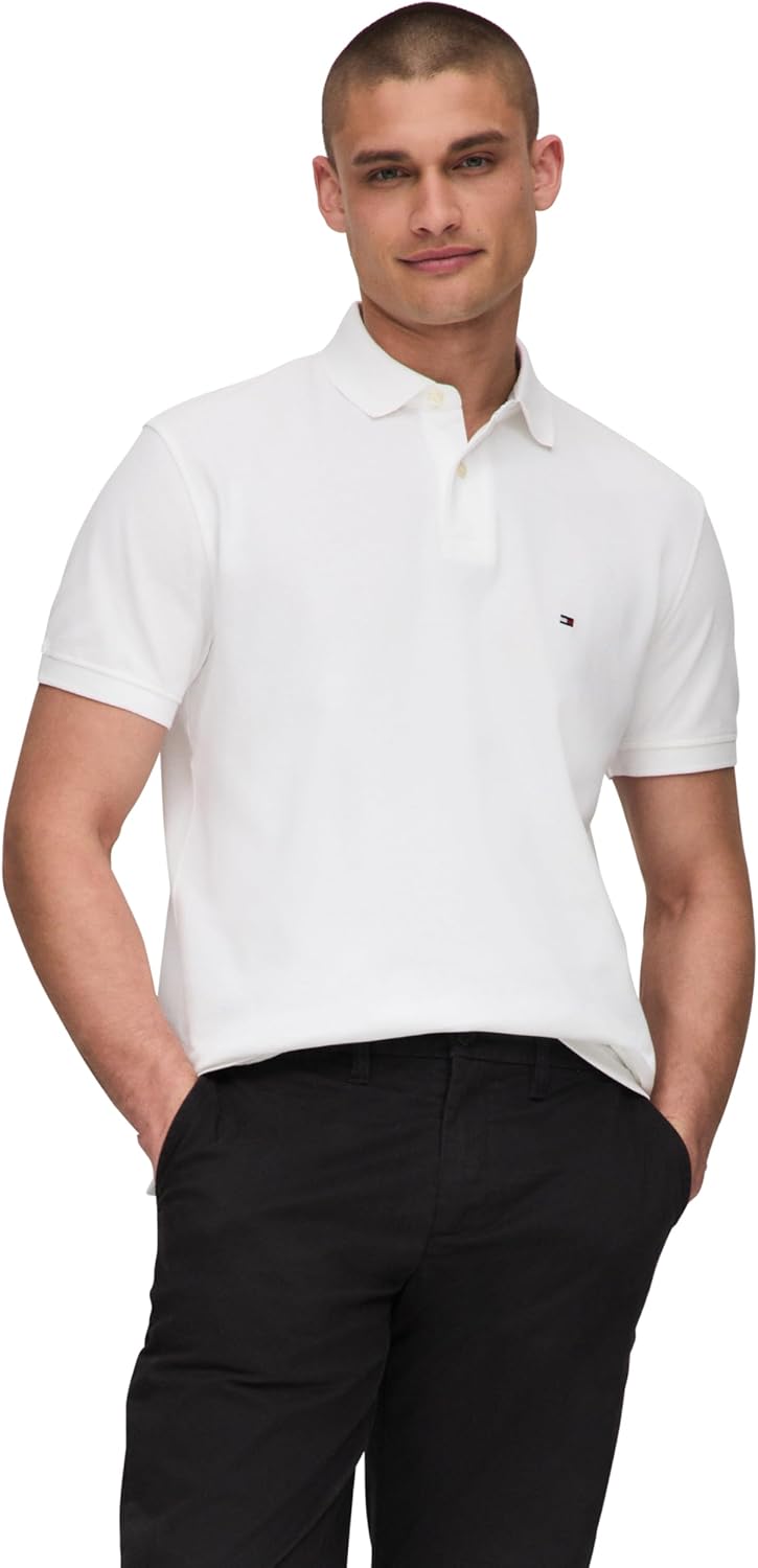 

Мужские рубашки поло с короткими рукавами Tommy Hilfiger классического кроя из эластичного органического хлопка пике, White, Белый, Мужские рубашки поло с короткими рукавами Tommy Hilfiger классического кроя из эластичного органического хлопка пике, White