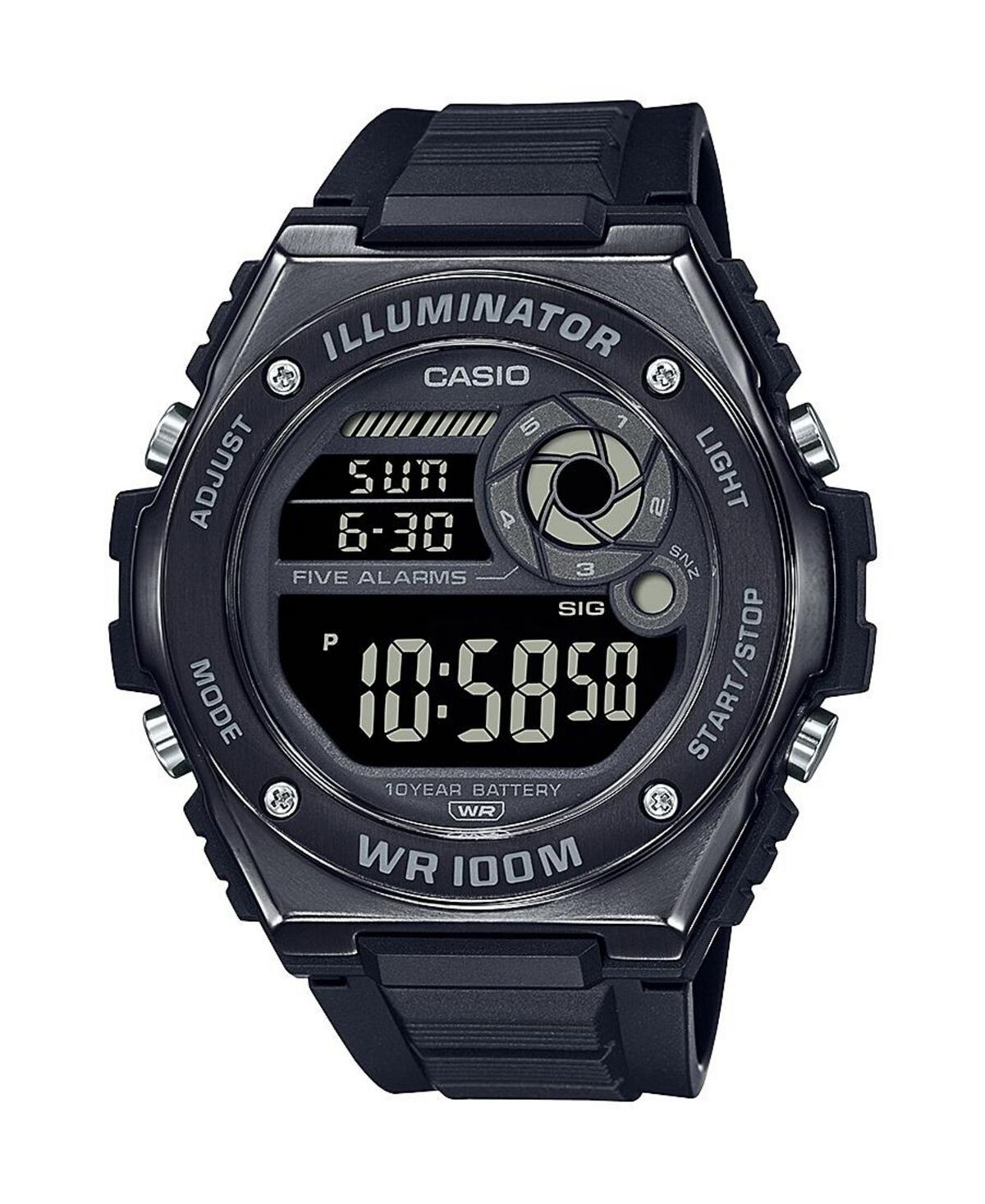 

Мужские цифровые часы из черной смолы, 50,7 мм, MWD100HB-1BV Casio