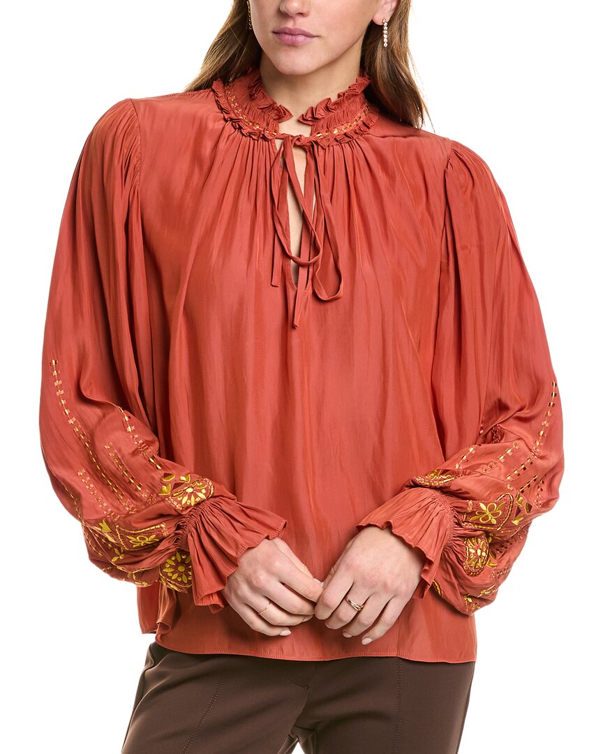 

Широкие брюки Ramy Brook Eleanor с высокой посадкой, оранжевый