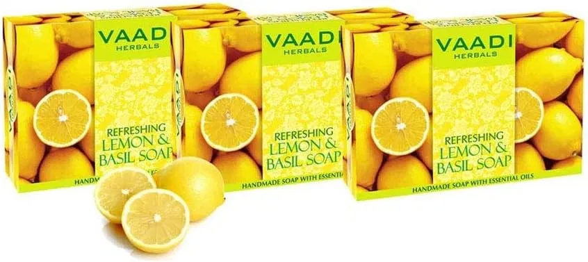 Мыло освежающее Vaadi Herbals Лимон и Базилик 3x75г