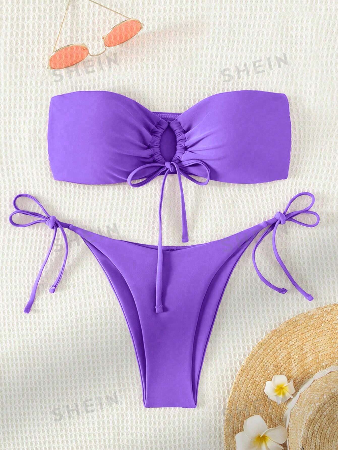 

Купальник раздельный Shein Swim Basics, фиолетовый