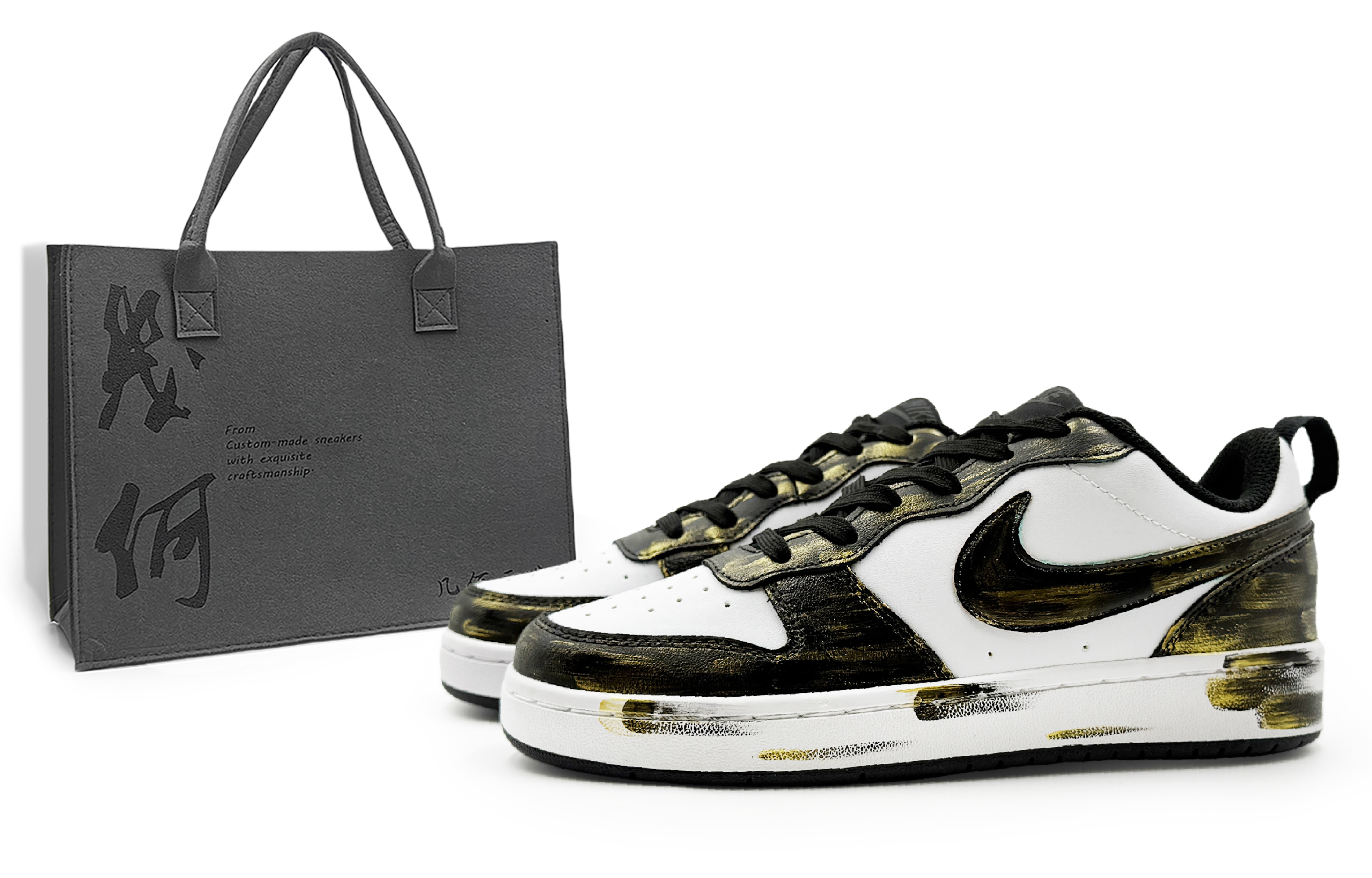 

Детские кроссовки для скейтбординга Court Borough Pursuer Low Top для подростков Nike, черный/золотой