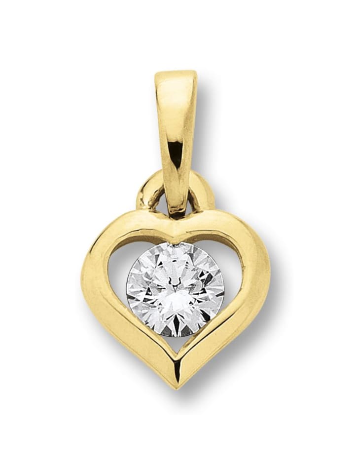 

ONE ELEMENT Подвеска в форме сердца с цирконием в оправе из желтого золота 333 пробы