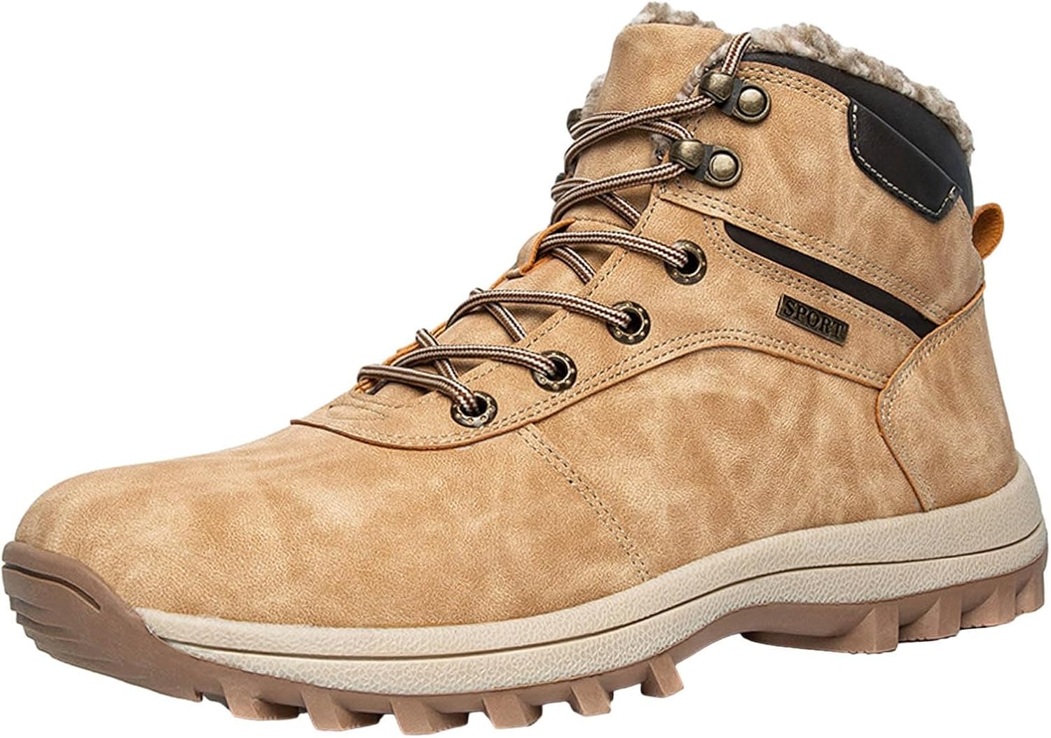 

Мужские зимние ботинки Snow с водонепроницаемой утепленной меховой подкладкой, шнуровкой, теплые, противоскользящие, с удобной посадкой, для походов и прогулок Generic, хаки