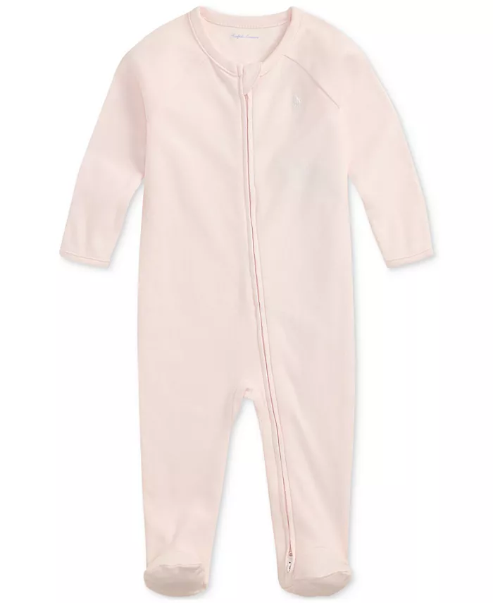 

Детский хлопковый комбинезон с вышивкой Pony Coverall Polo Ralph Lauren, розовый