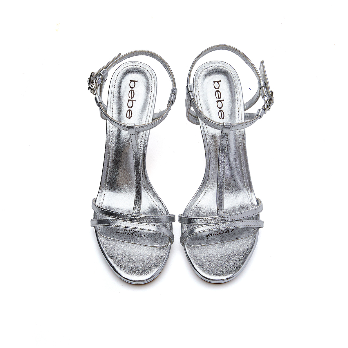 Bebe Женские сандалии на одной застежке серебристые, цвет Silver — фото 4