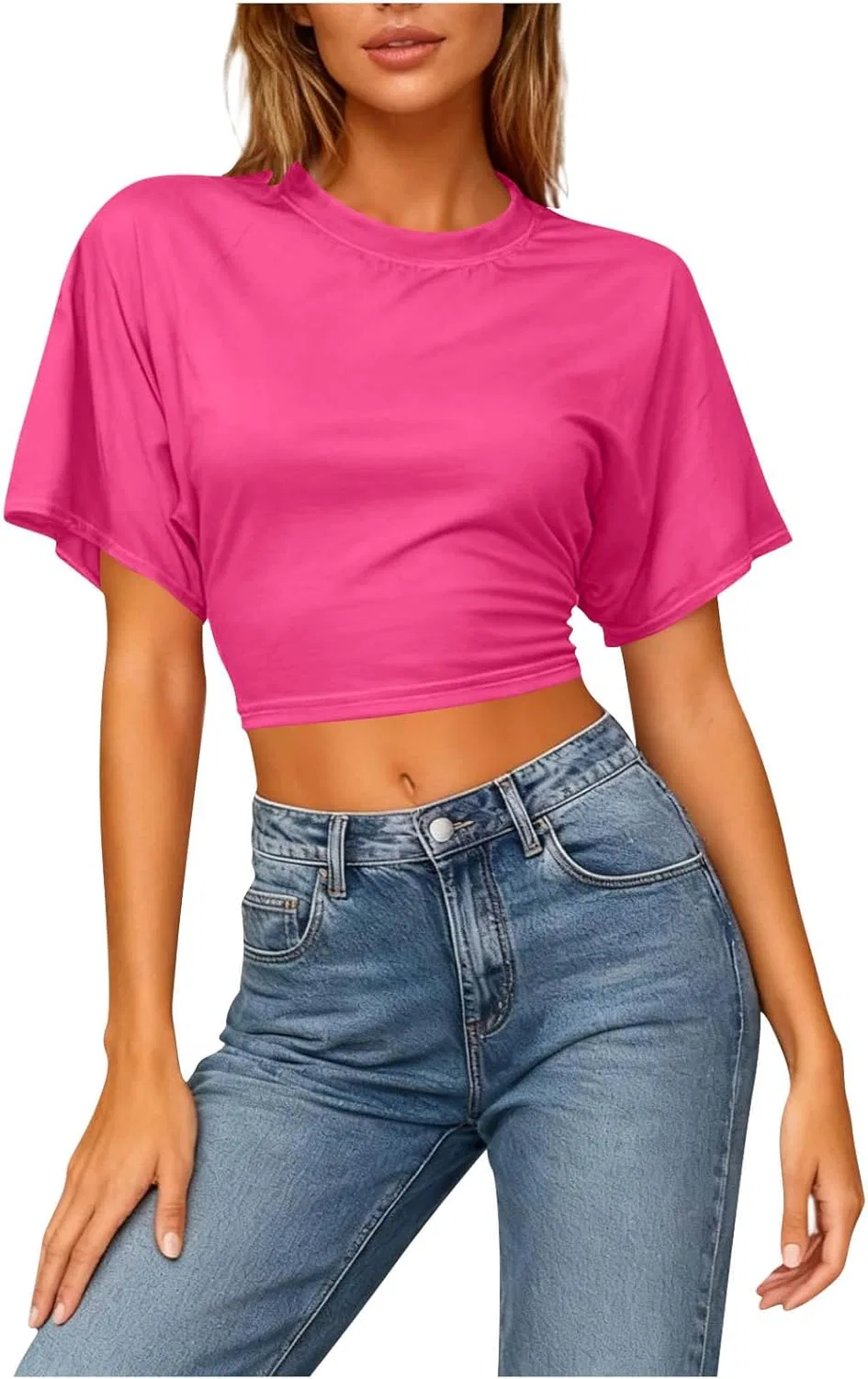 Футболка женская с коротким рукавом, свободный крой, Hot Pink