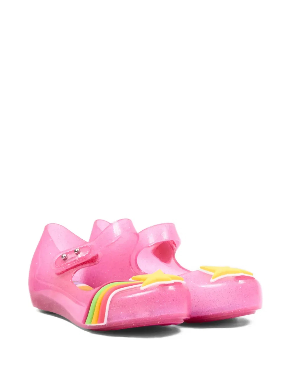 Балетки со звездным узором и блестками Mini Melissa, розовый