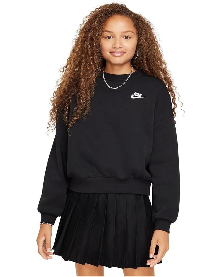 

Толстовка Nike Kids Club Fleece Boxy Crew-Neck Sweatshirt, черный/белый