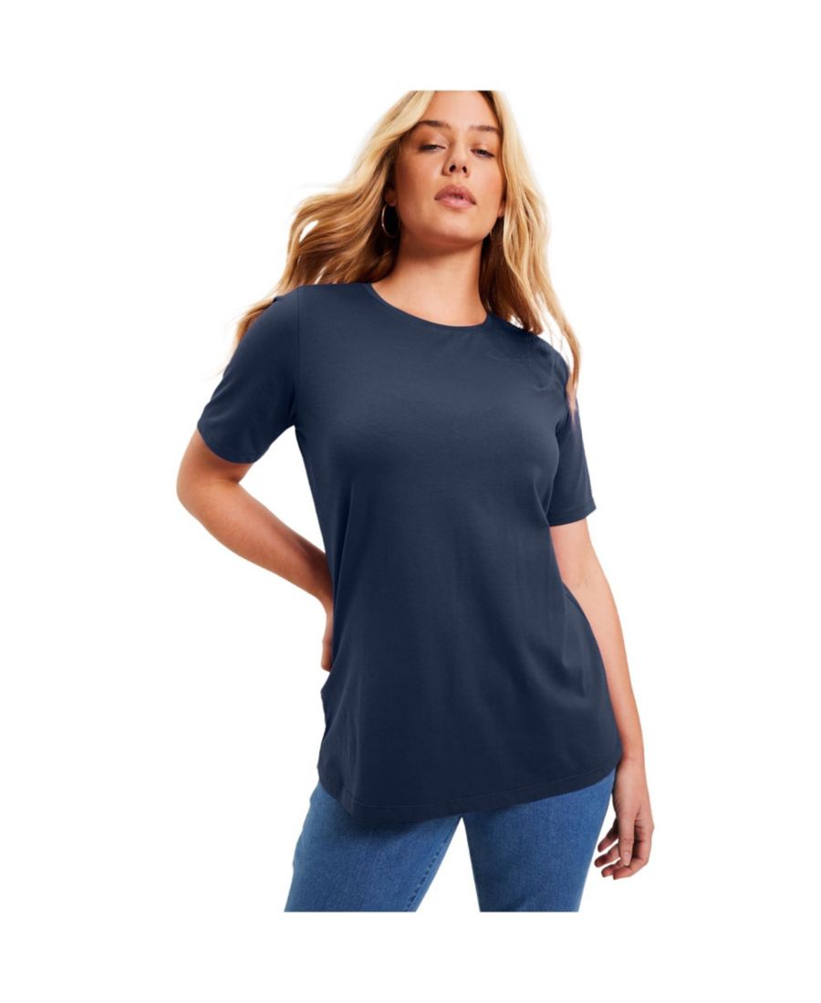 

Женская футболка с коротким рукавом и круглым вырезом June + Vie One + Only June & Vie, Navy, Синий, Женская футболка с коротким рукавом и круглым вырезом June + Vie One + Only June & Vie, Navy