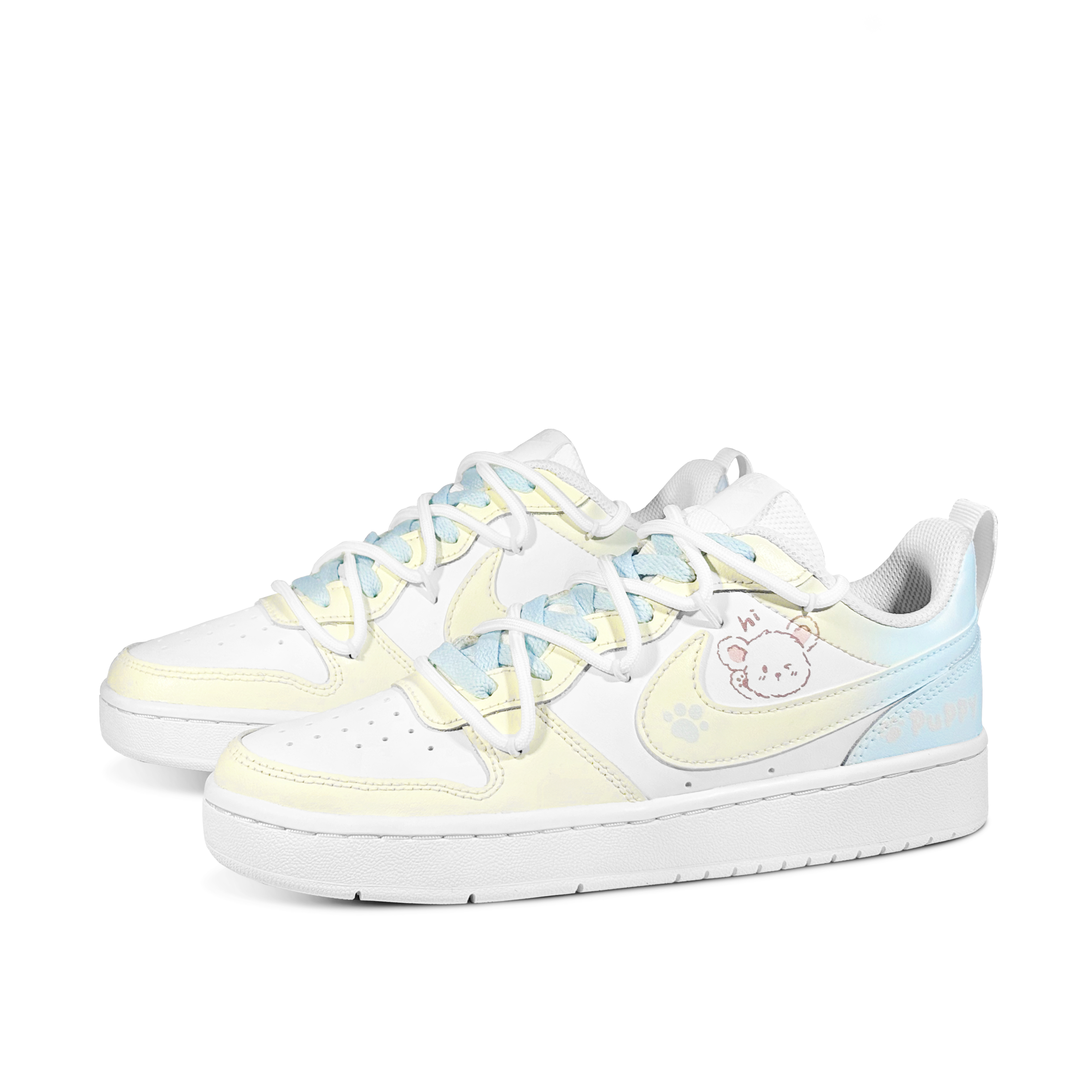 Nike Детские кроссовки для скейтбординга Court Borough Low 2, синие, желтые, подростковые — фото 3