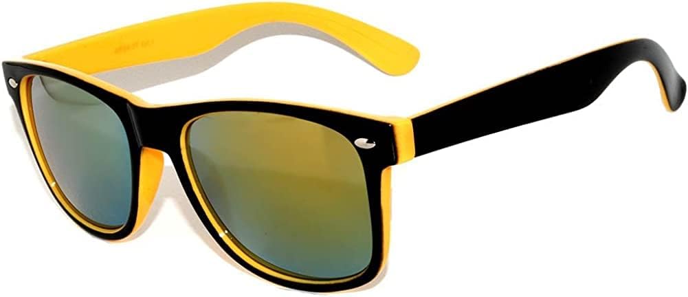 

Винтажные двухцветные солнцезащитные очки OWL с дымчатыми и зеркальными линзами — квадратные, в стиле ретро, ​​для женщин и мужчин, с защитой от УФ-излучения UV 400, Mirrored Lens / Yellow