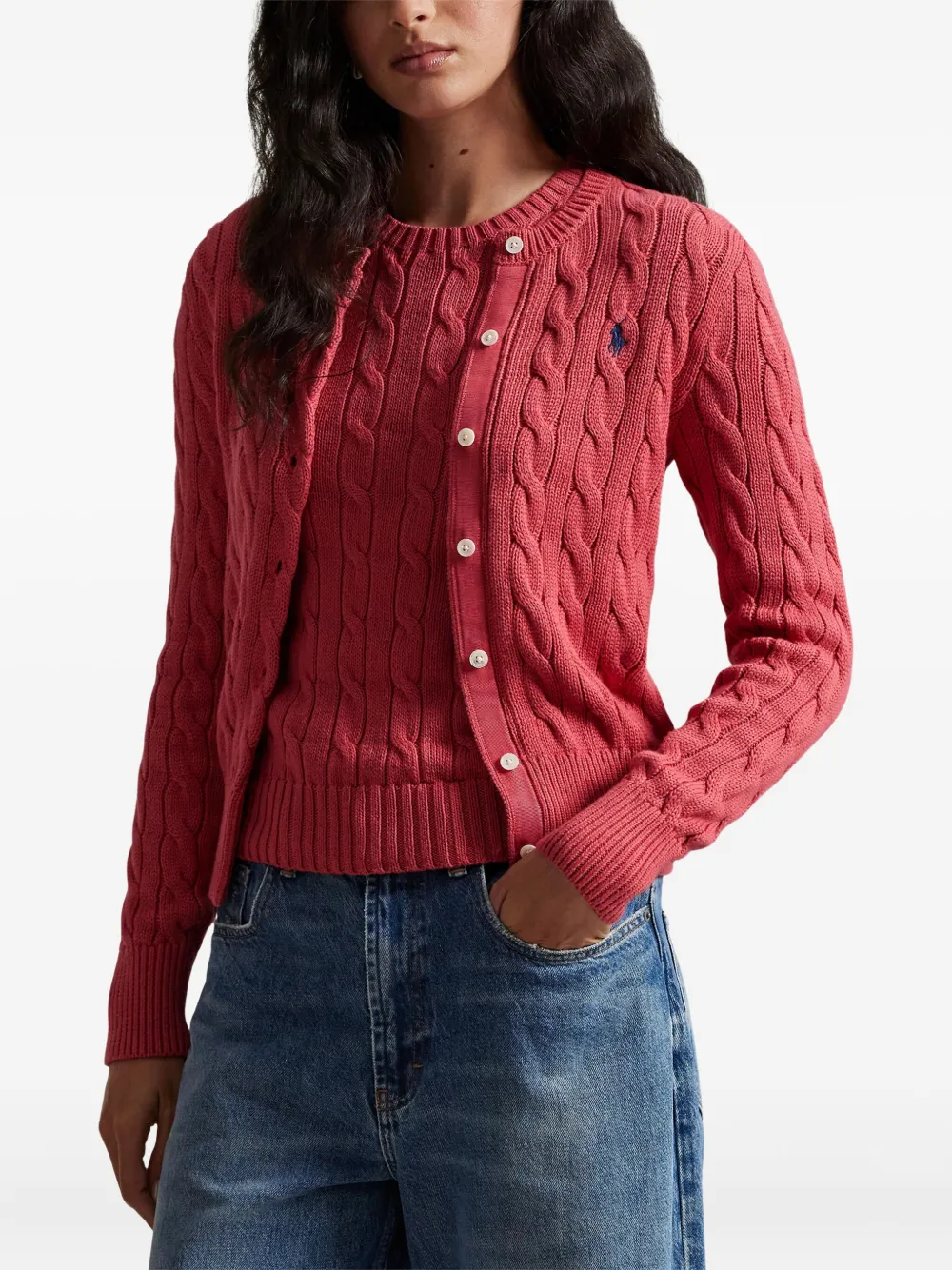 Кардиган фактурной вязки Polo Ralph Lauren, красный — фото 3