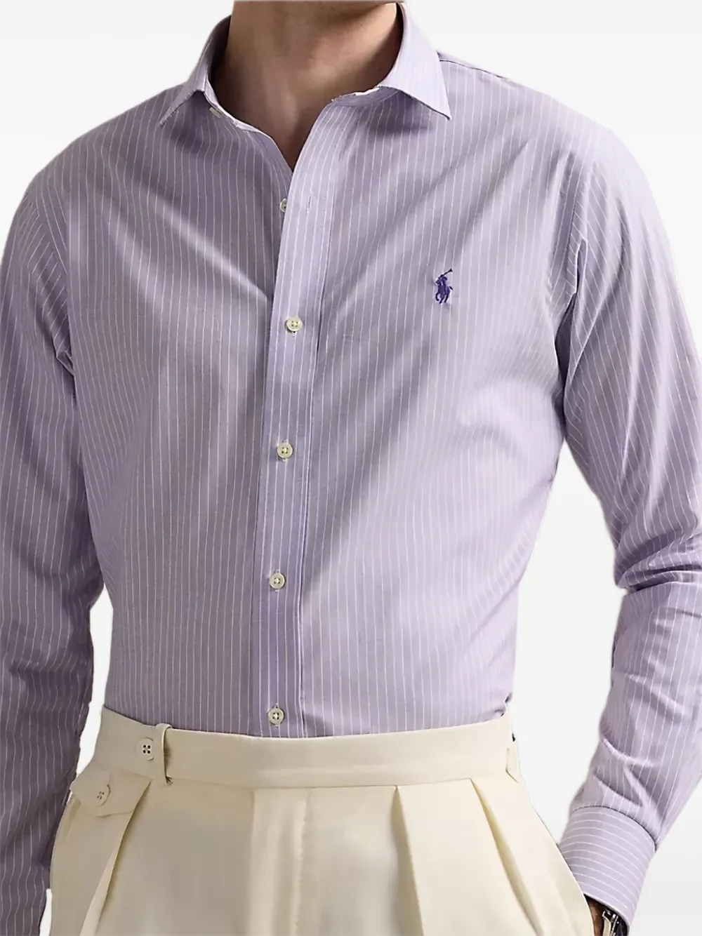 Полосатая рубашка с длинными рукавами Polo Ralph Lauren, фиолетовый — фото 4