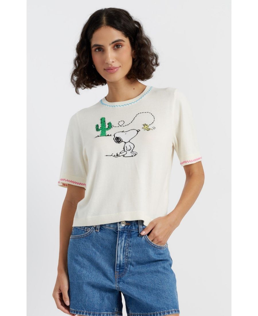 

Женская хлопковая футболка для отдыха с изображением арахиса Chinti & Parker, Cream