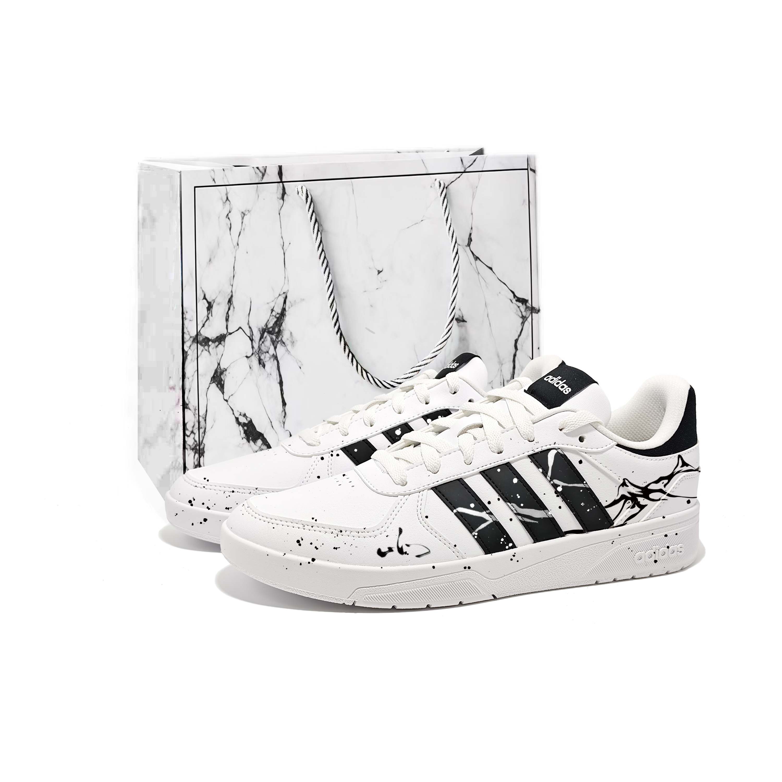 Adidas Neo Courtbeat White Mountain Ink Pattern Low top Skateboard Shoes мужские белые — фото 4