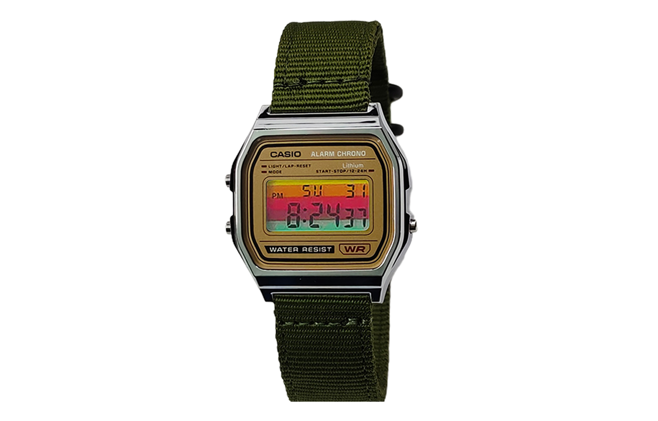 

CASIO Мужские часы Retrofit Series с кварцевым механизмом и нейлоновым ремешком, черный циферблат