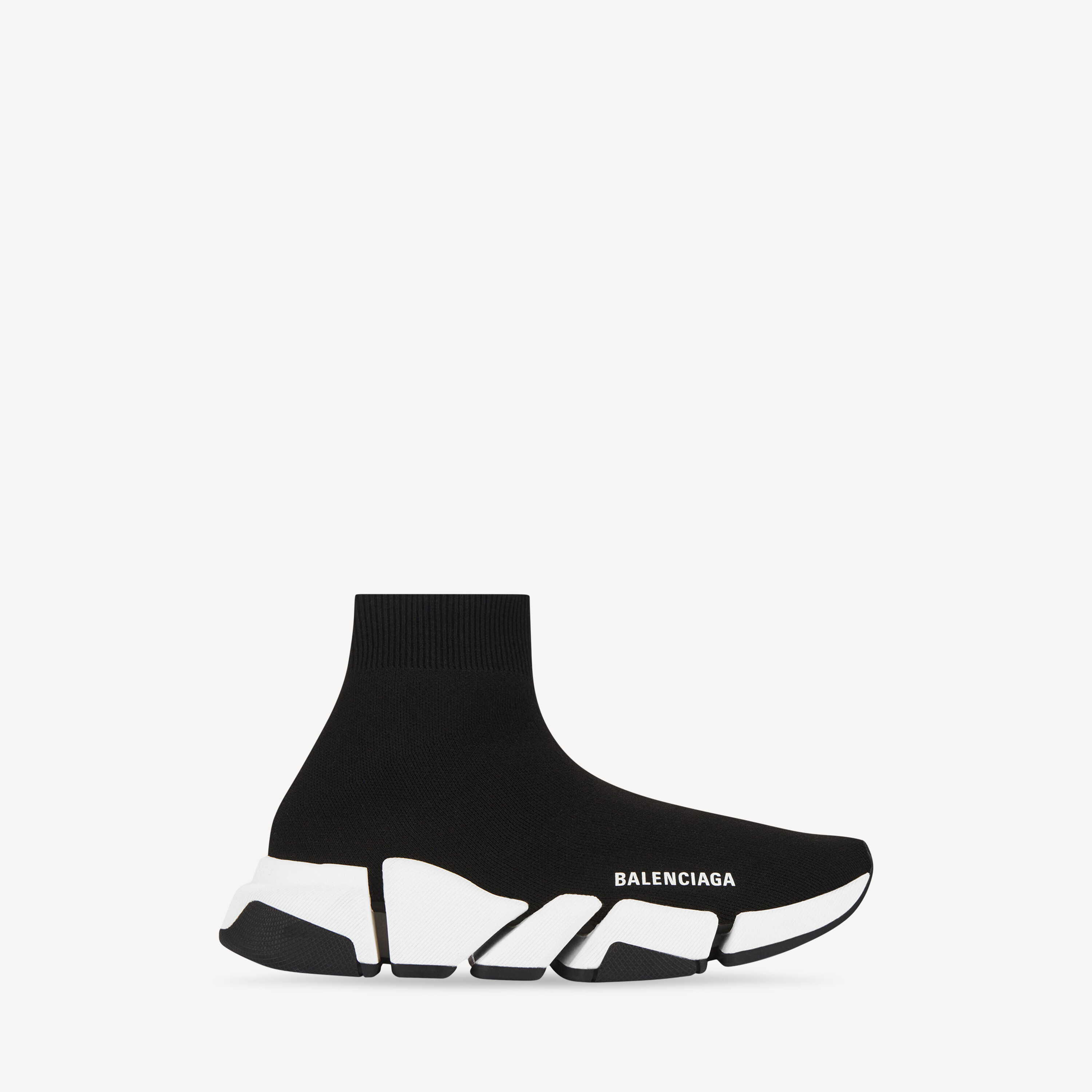 BALENCIAGA Женские кроссовки Speed 2.0 из переработанного трикотажа с двухцветной подошвой, черно-белые