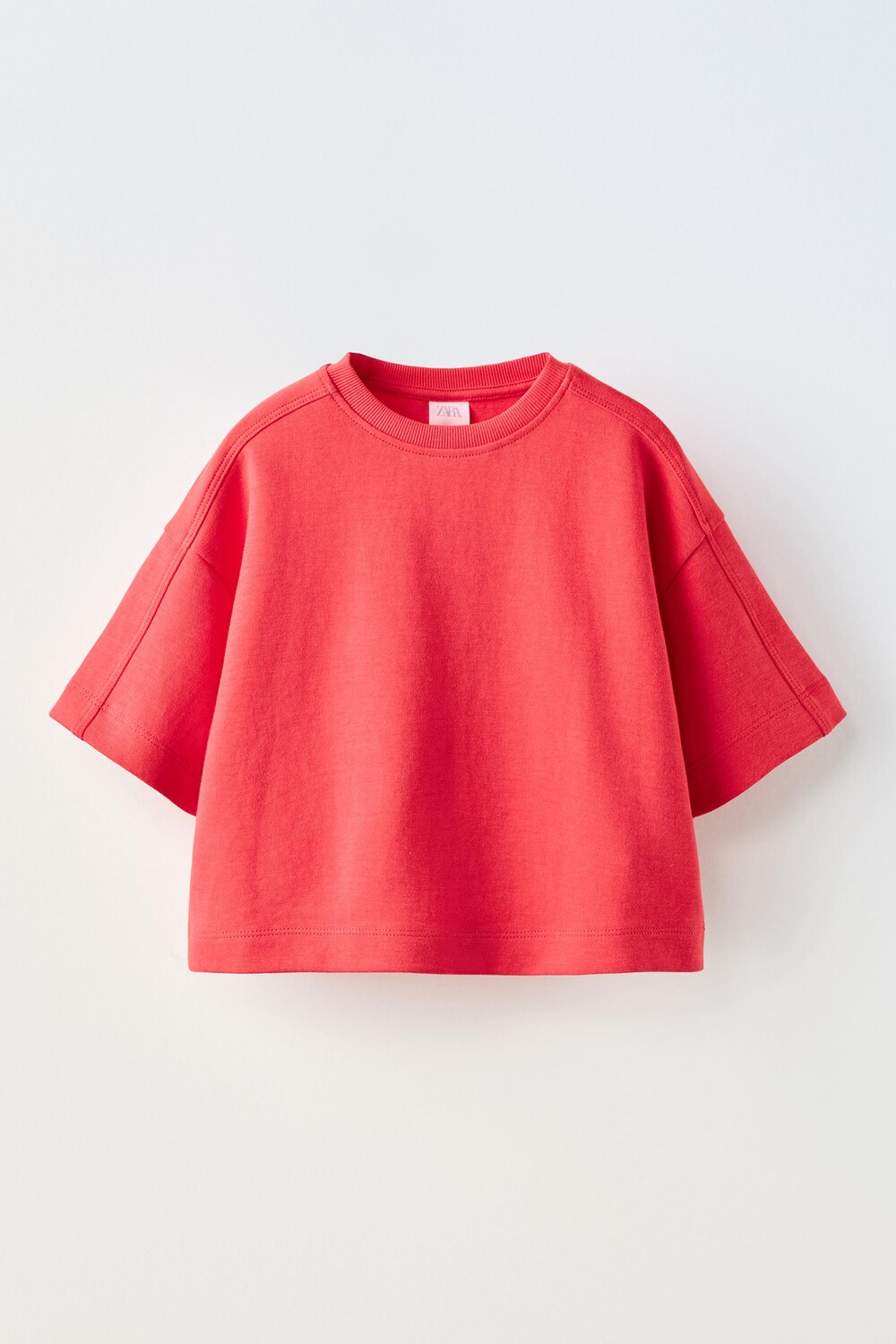 

Однотонная футболка Interlock ZARA, красный