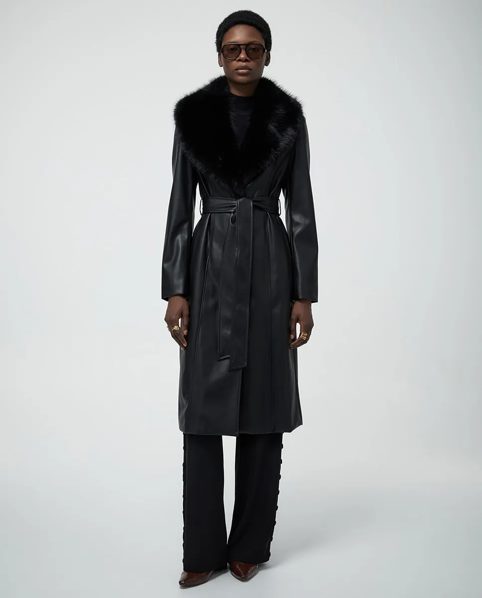 

Тренч с эффектом кожи Sfera, черный