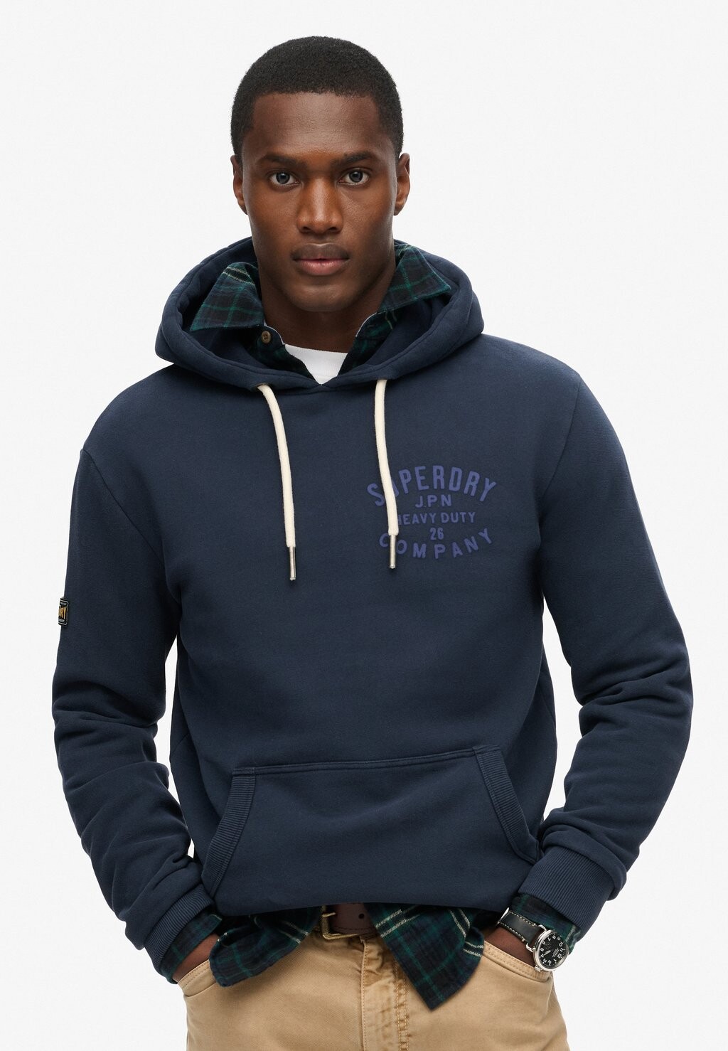 

Толстовка с капюшоном MACHINED GOODS WORKWEAR Superdry, синий