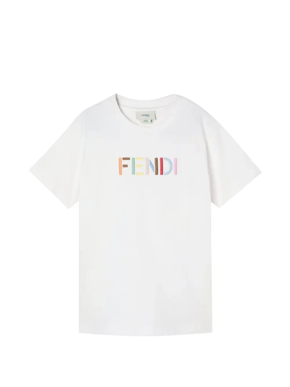 Футболка с вышитым логотипом Fendi Kids, белый